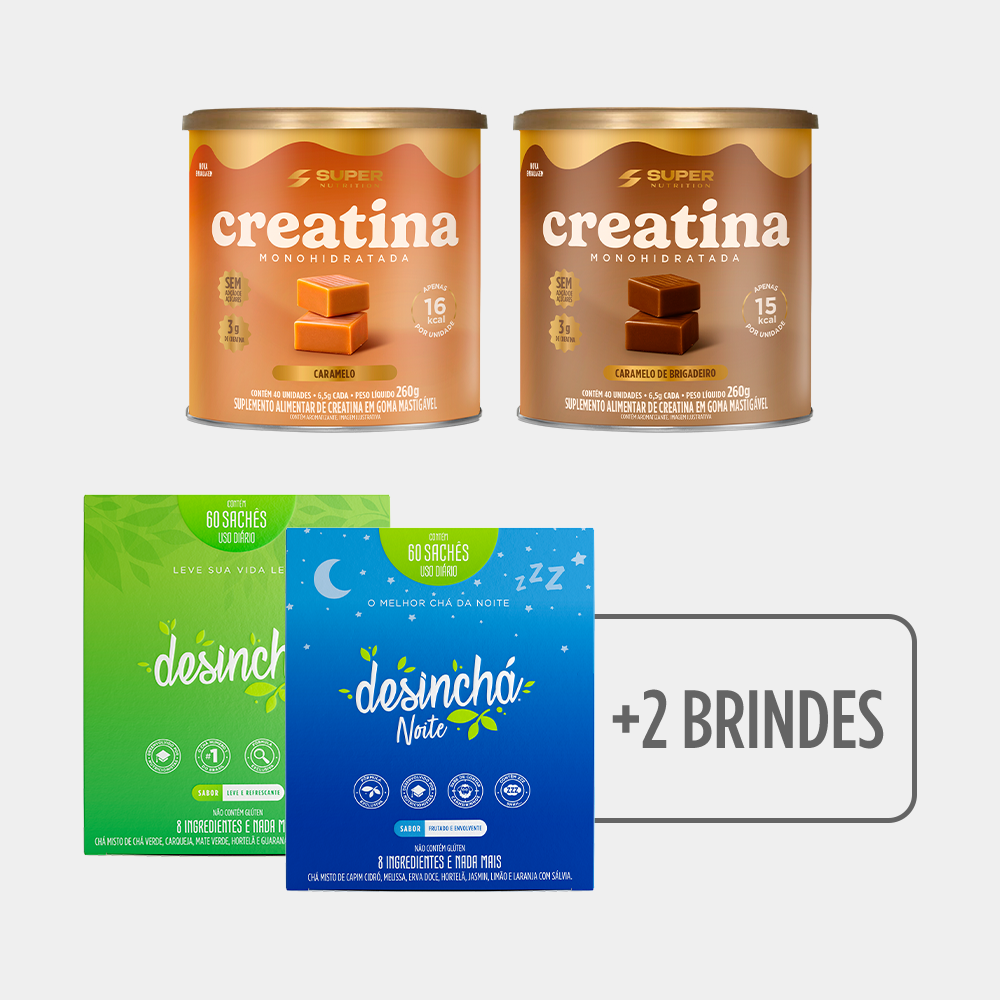 Compre 02 Caramelos de Creatina, Ganhe 02 Desinchá 60 sachês