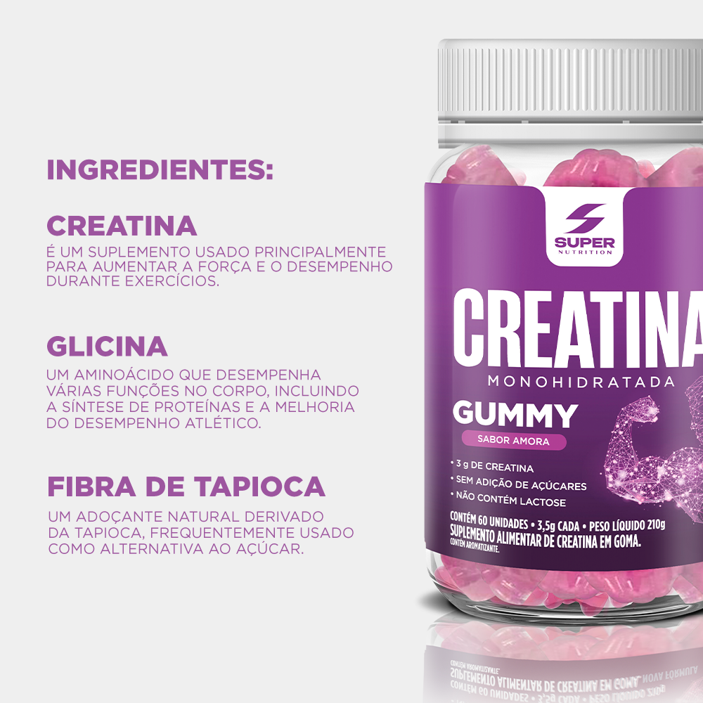 Compre 2 Leve 3 Gummy Creatina Sabor Amora (60 gomas)