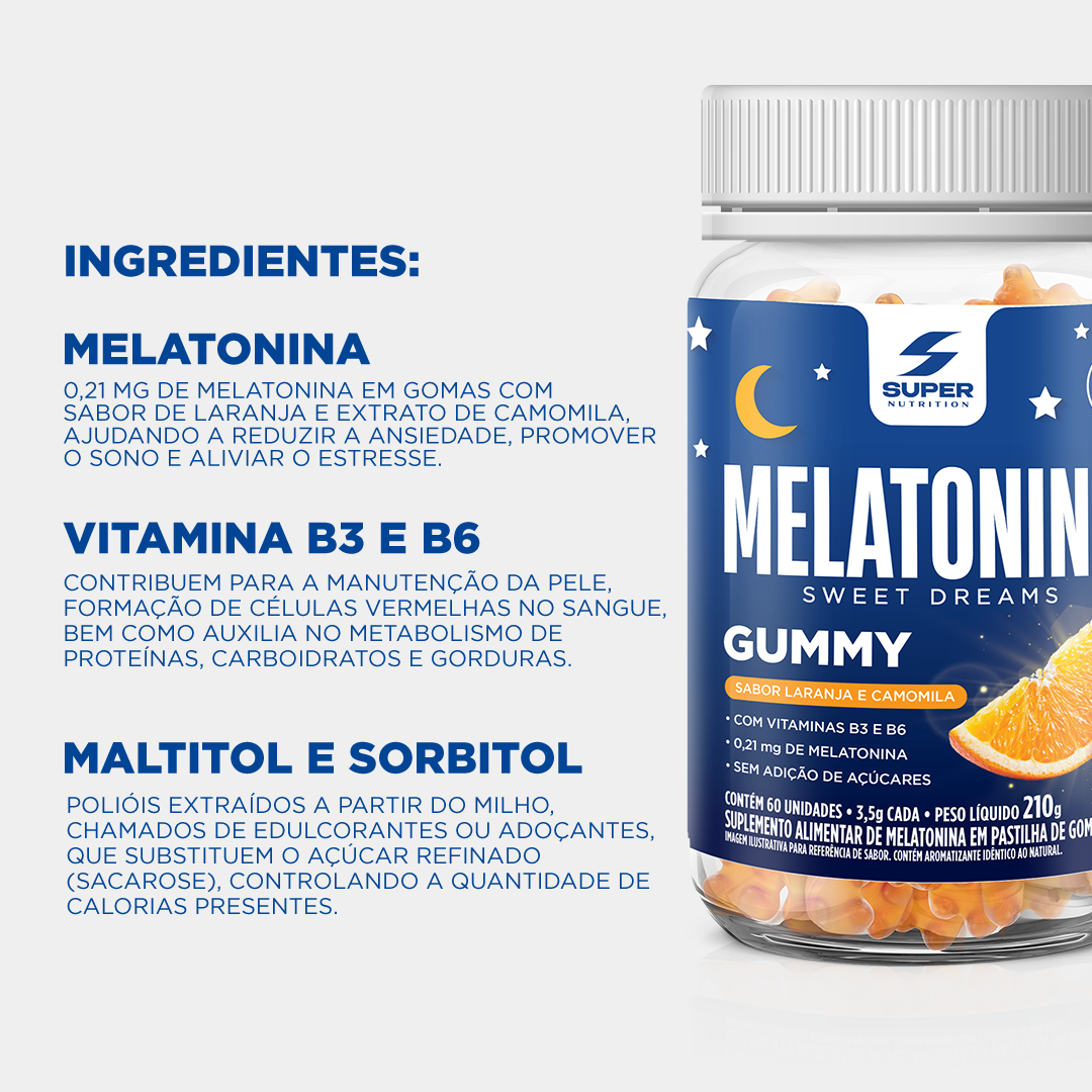 Gummy Melatonina Laranja e Camomila (60 gomas)